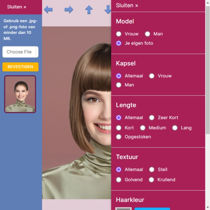 Kapsels uitproberen op een opgeladen foto